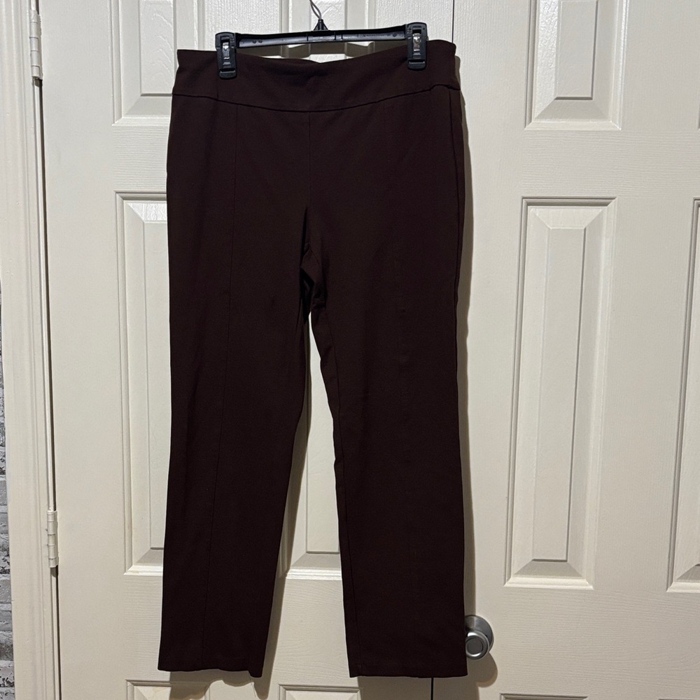 Zac & Rachel Straight-Leg Pull-On Pants in Dark Brown